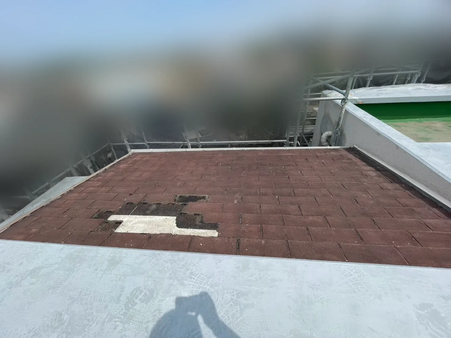 捲れと欠損が見られる既存シングル屋根